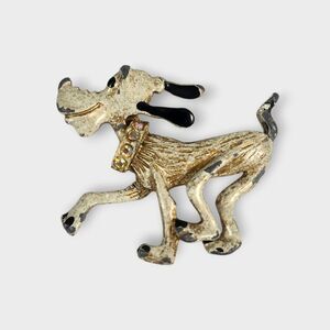 Vintage Disney Pluto Dog Pin Brooch Enamel Rhinestones RARE